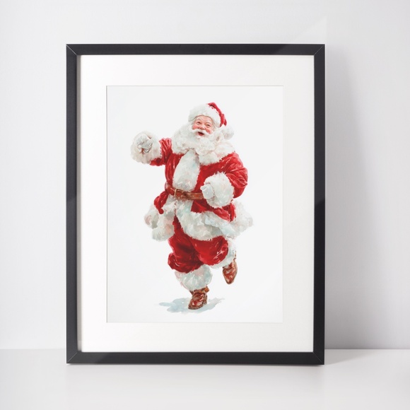 Watercolor Santa Claus Portrait Wall Art Print Poster, Unframed – Joyful Holiday - Picture 3 of 5